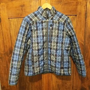 Lands' End plaid quilted lightweight puffer jacket